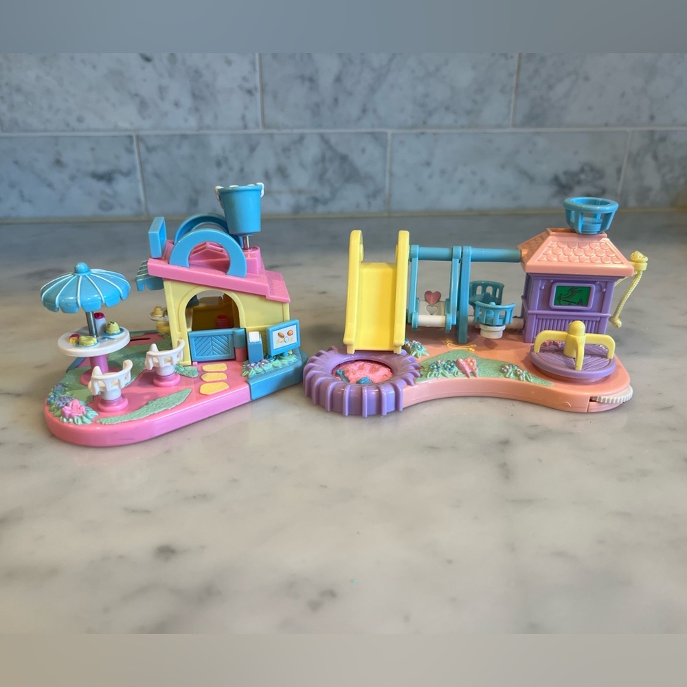 Vintage Bluebird Polly Pocket Mimi Goo Goo’s Swingin’ Playground And Drive & Eat